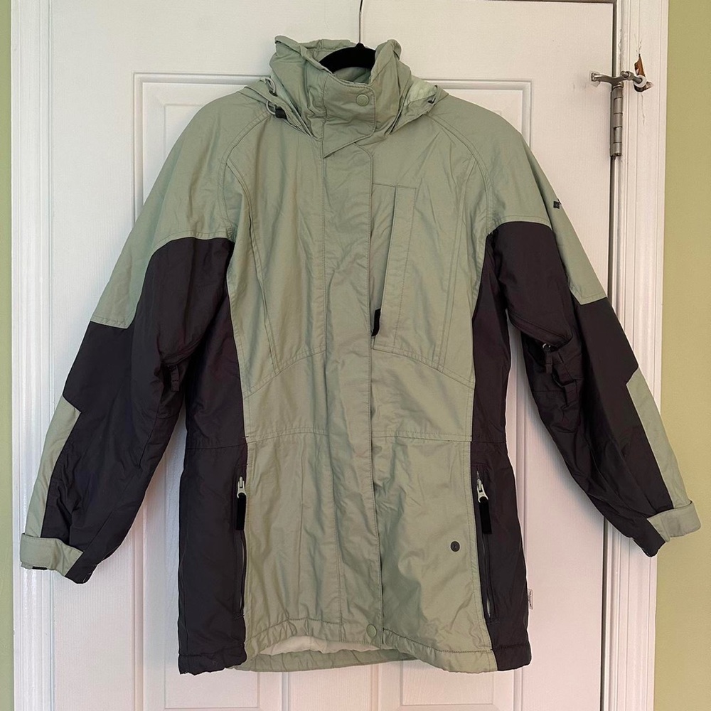 Vintage green & grey Columbia Vertex Waterproof Hooded Jacket.